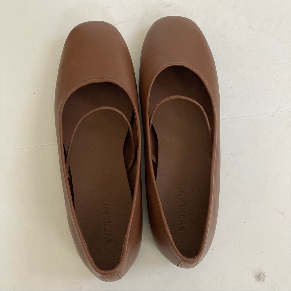 Everlane The Day Mary Jane Flats Shoes Rum Soft Leather 9 Brown - Picture 5 of 13
